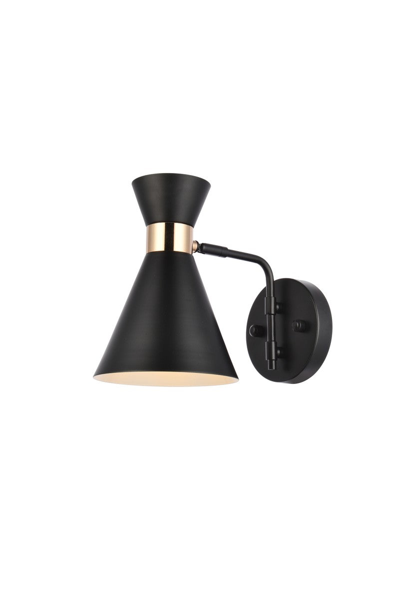 Elegant Halycon LD2353BK Wall Sconce Light - Black And Golden