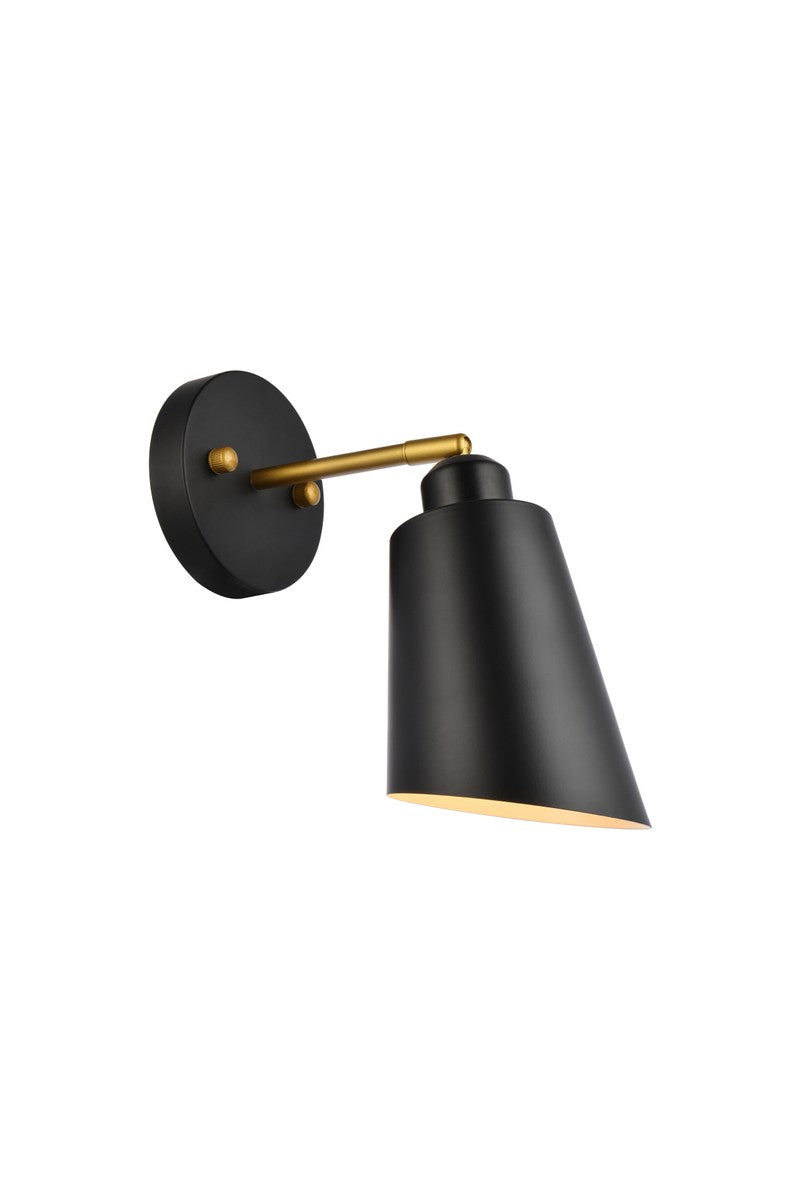 Elegant Halycon LD2354BK Wall Sconce Light - Black And Brass