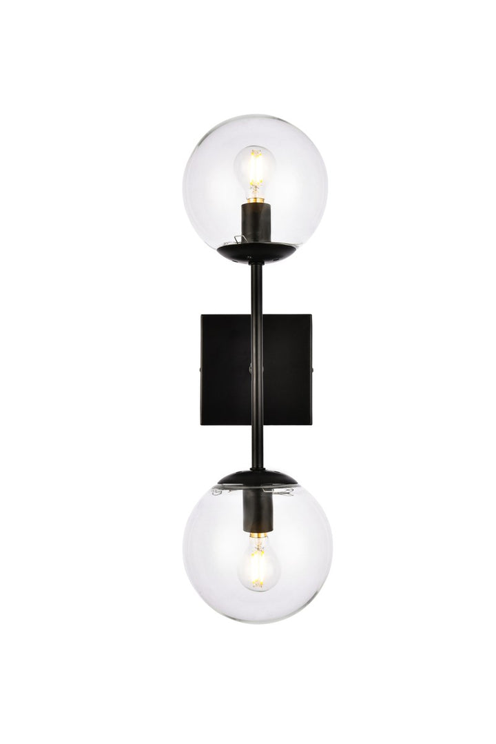 Elegant Neri LD2357BK Wall Sconce Light - Black And Clear