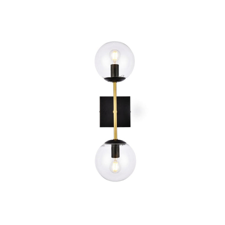 Elegant Neri LD2357BKR Bath Vanity Light 7 in. wide - Black And Brass And Clear