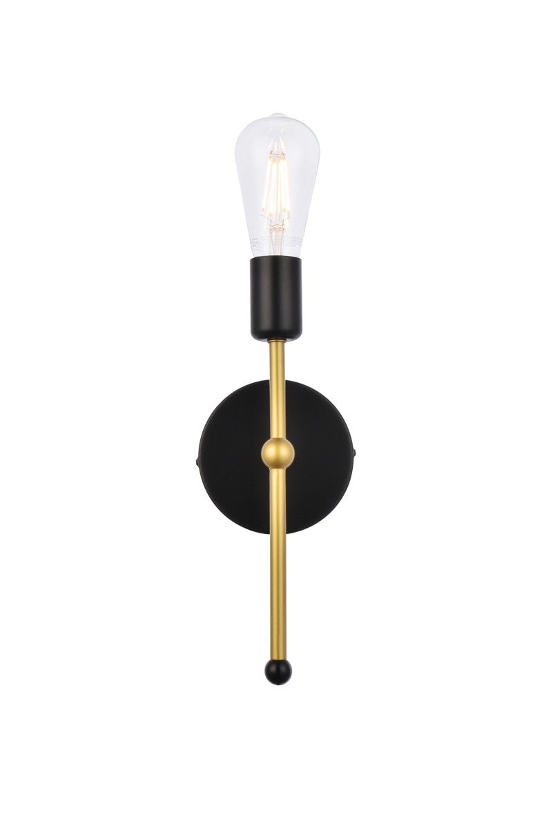 Elegant Keely LD2356BKR Wall Sconce Light - Black And Brass