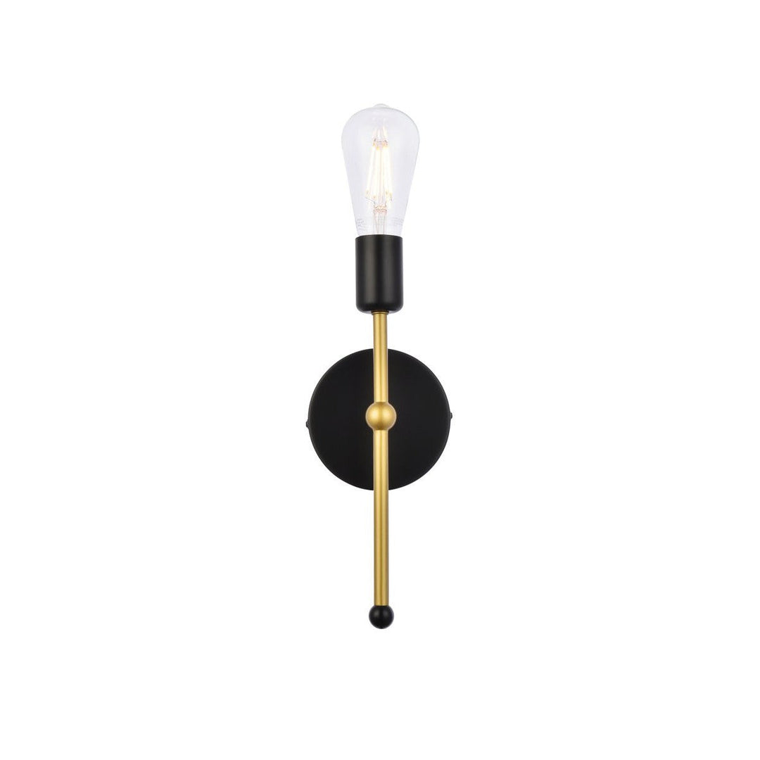 Elegant Keely LD2356BKR Wall Sconce Light - Black And Brass