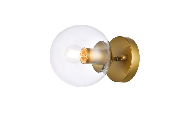 Elegant Mimi LD2450BR Wall Sconce Light - Brass And Clear