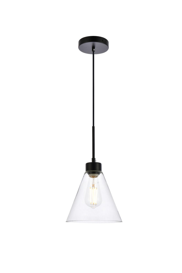 Elegant Mera LD2501BK Pendant Light - Black And Clear