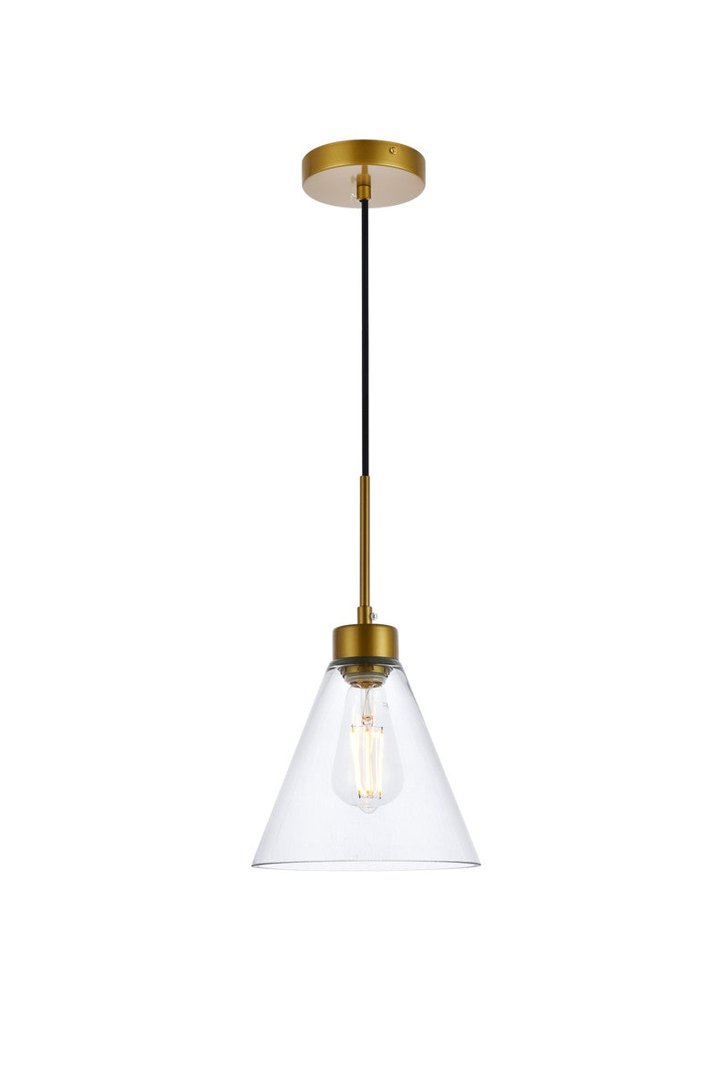 Elegant Mera LD2501BR Pendant Light - Brass And Clear