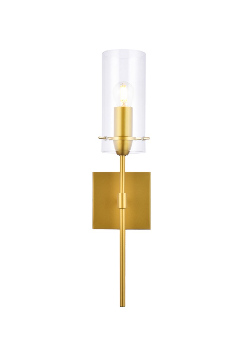 Elegant Elsreth LD2361BR Wall Sconce Light - Brass And Clear