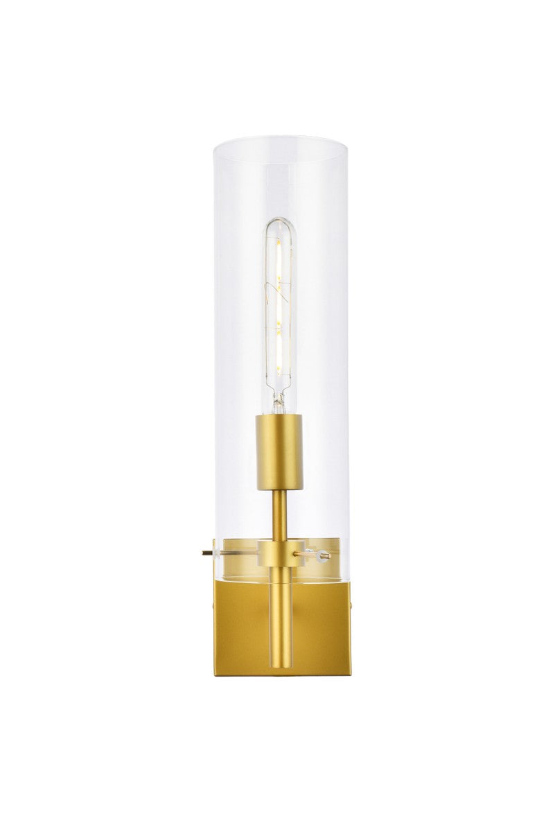 Elegant Savant LD2362BR Wall Sconce Light - Brass And Clear