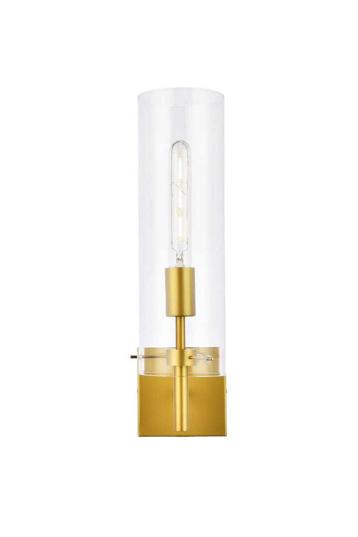 Elegant Savant LD2362BR Wall Sconce Light - Brass And Clear