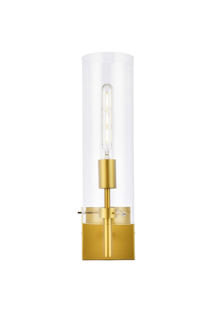 Elegant Savant LD2362BR Wall Sconce Light - Brass And Clear