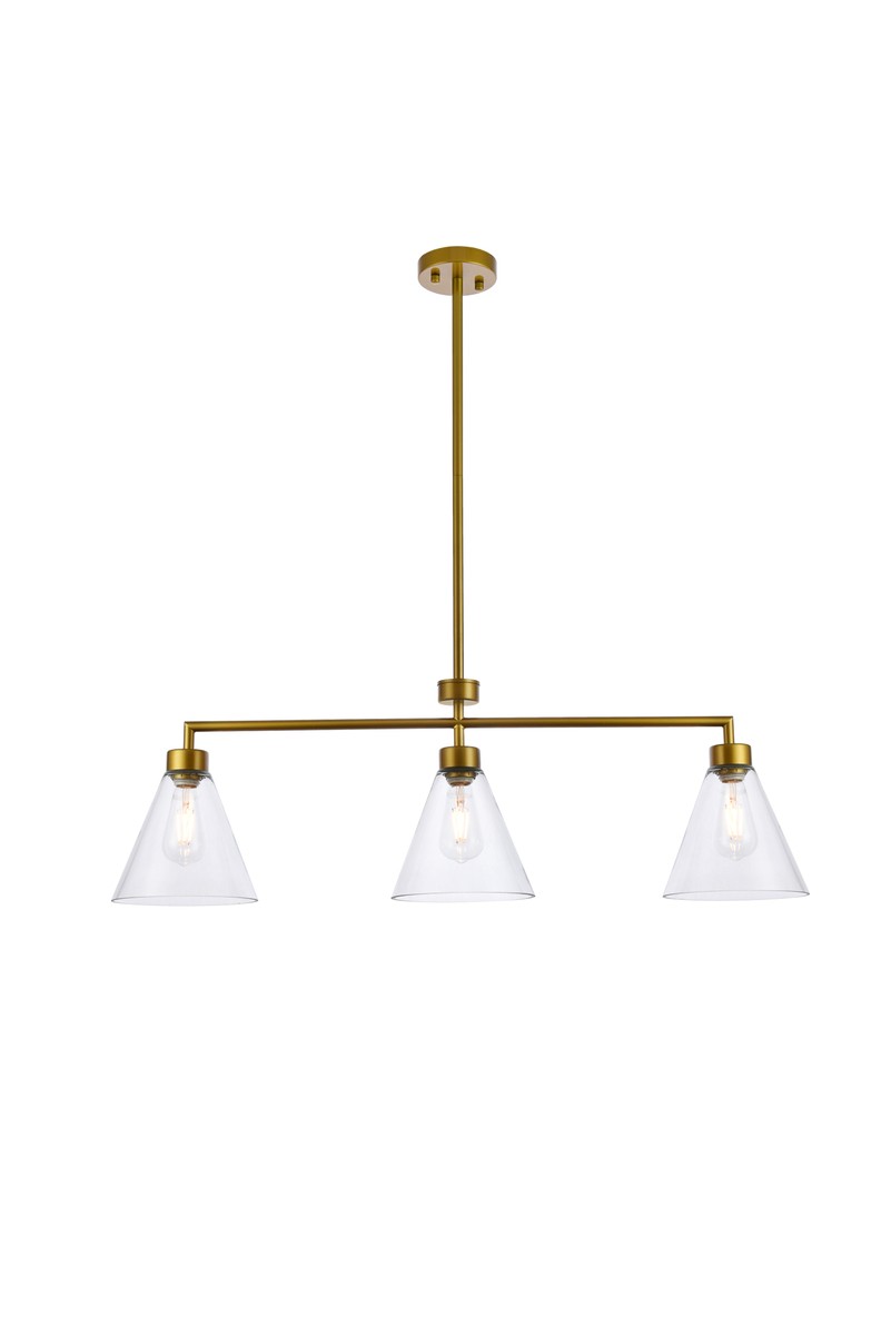 Elegant Mera LD2502BR Pendant Light - Brass And Clear