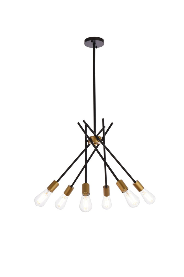 Elegant Lucca LD640D23BRK Chandelier Light - Black And Brass