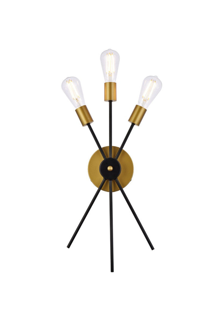 Elegant Lucca LD640W10BRK Wall Sconce Light - Black And Brass