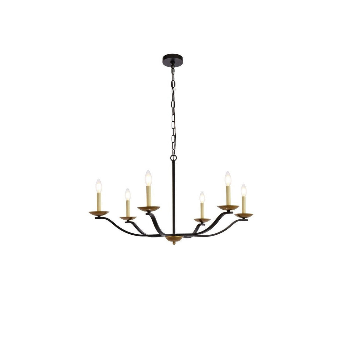 Elegant Trey LD641D36BRK Chandelier Light - Black And Brass