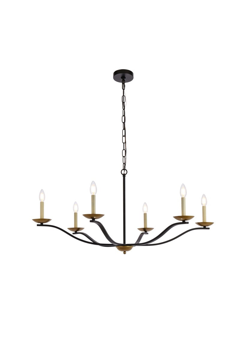 Elegant Trey LD641D42BRK Chandelier Light - Black And Brass