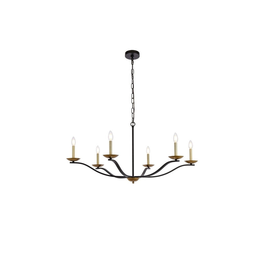 Elegant Trey LD641D42BRK Chandelier Light - Black And Brass