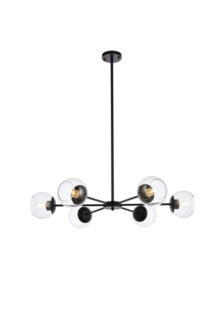 Elegant Briggs LD642D36BK Chandelier Light - Black And Clear