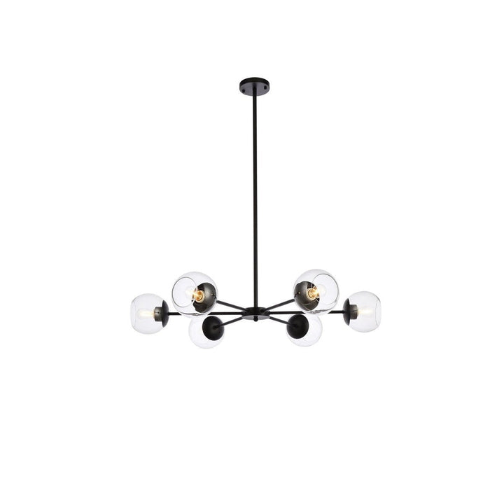 Elegant Briggs LD642D36BK Chandelier Light - Black And Clear