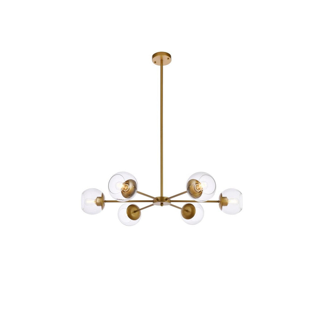 Elegant Briggs LD642D36BR Chandelier Light - Brass And Clear