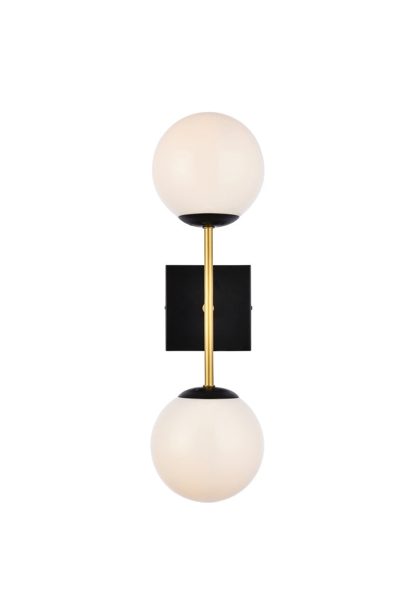 Elegant Neri LD2358BKR Wall Sconce Light - Black And Brass And White