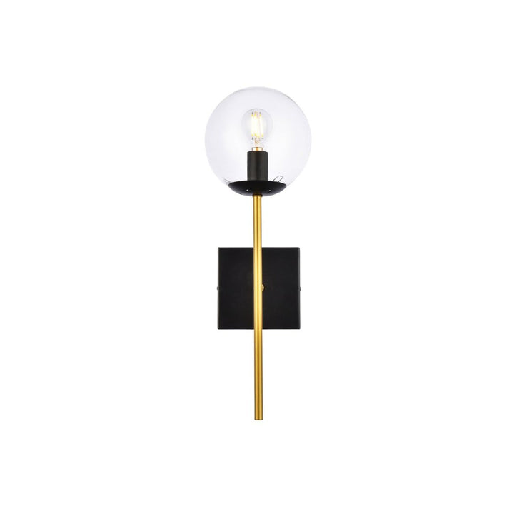 Elegant Neri LD2359BKR Wall Sconce Light - Black And Brass And Clear