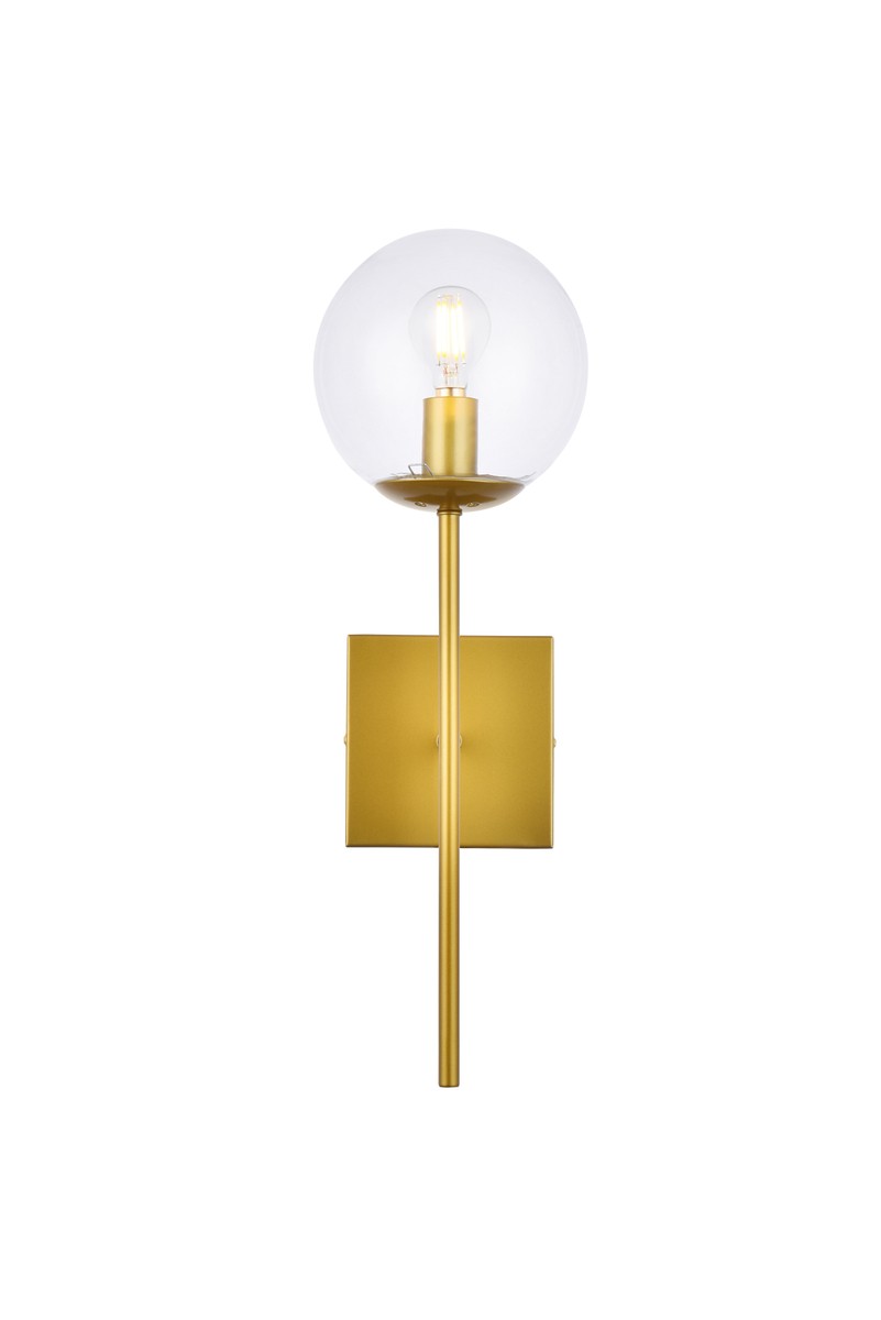 Elegant Neri LD2359BR Wall Sconce Light - Brass And Clear