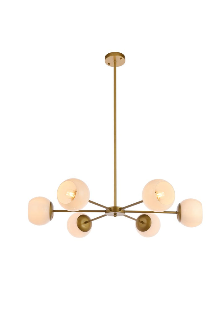 Elegant Briggs LD643D36BR Chandelier Light - Brass And White