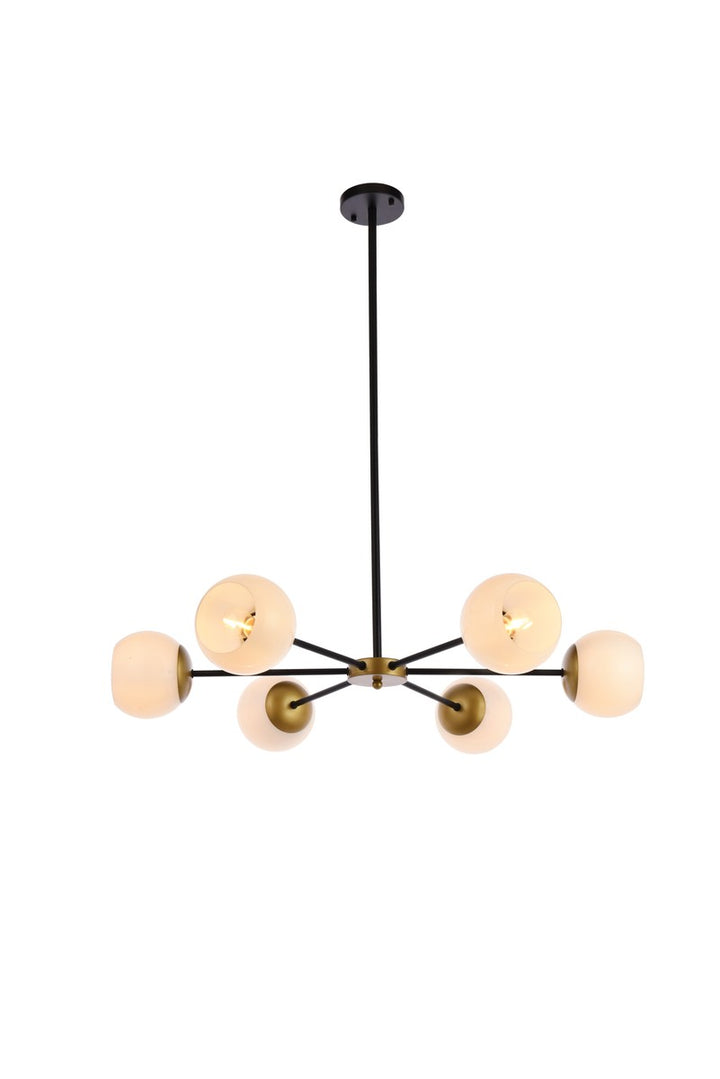 Elegant Briggs LD643D36BRK Chandelier Light - Black And Brass And White