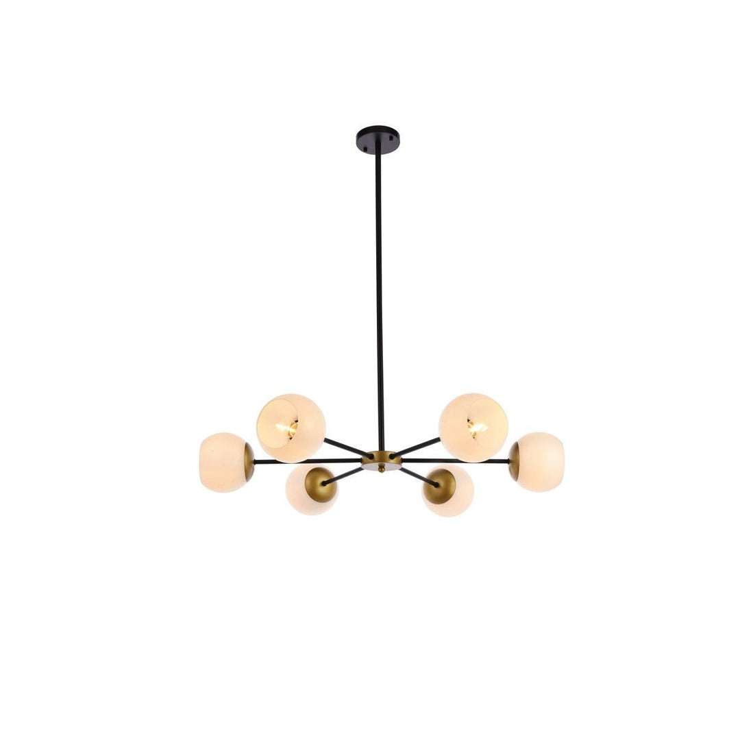 Elegant Briggs LD643D36BRK Chandelier Light - Black And Brass And White