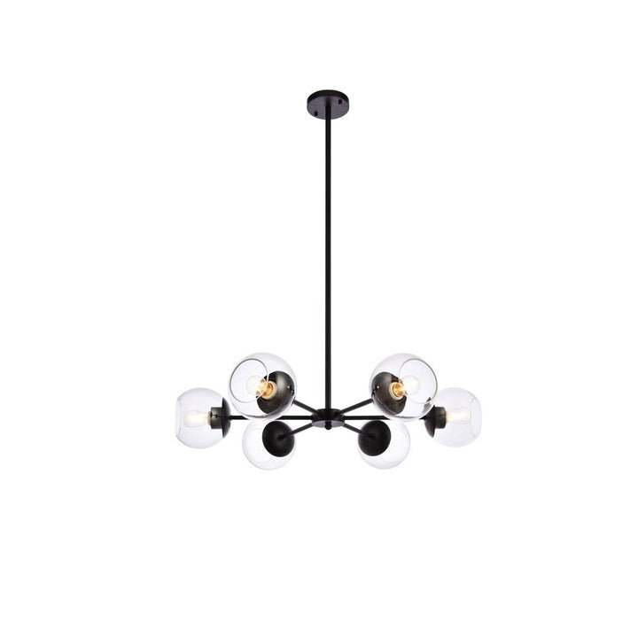 Elegant Briggs LD644D30BK Chandelier Light - Black And Clear