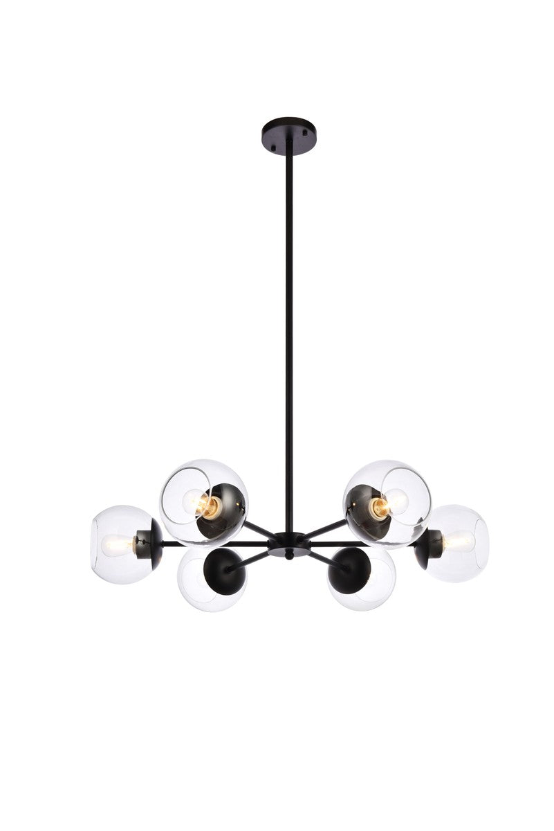 Elegant Briggs LD644D30BK Chandelier Light - Black And Clear