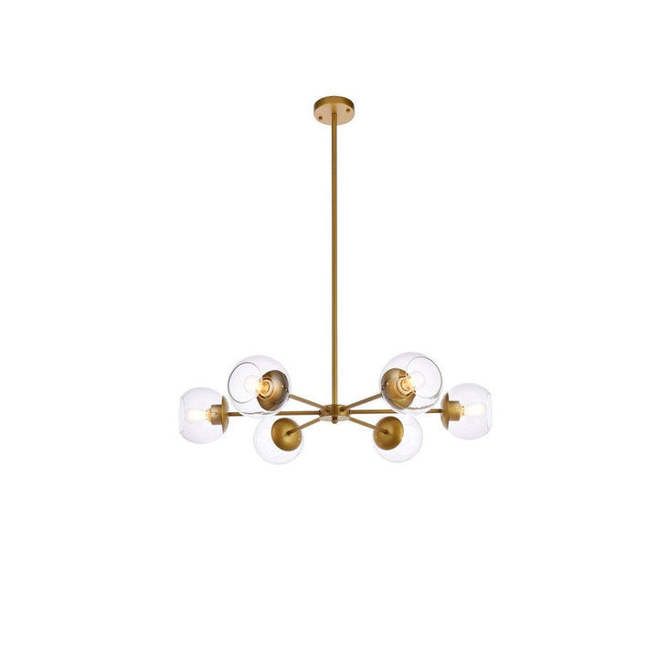 Elegant Briggs LD644D30BR Chandelier Light - Brass And Clear