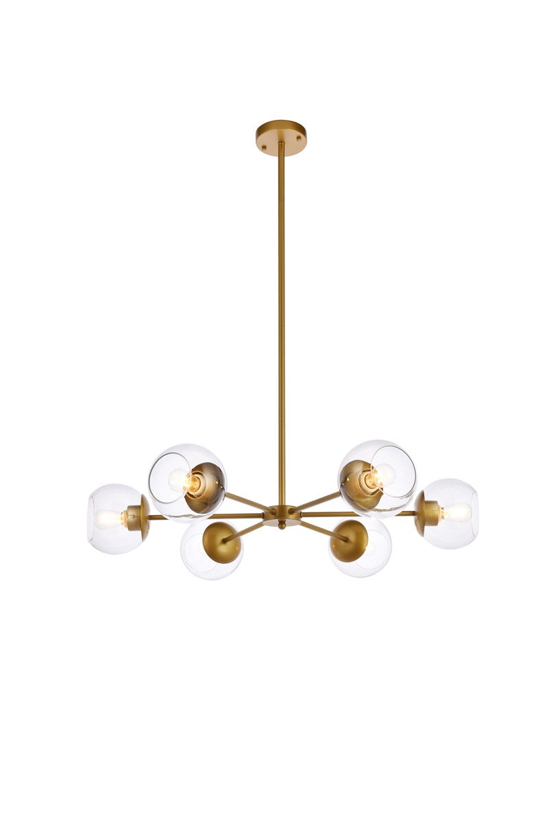 Elegant Briggs LD644D30BR Chandelier Light - Brass And Clear