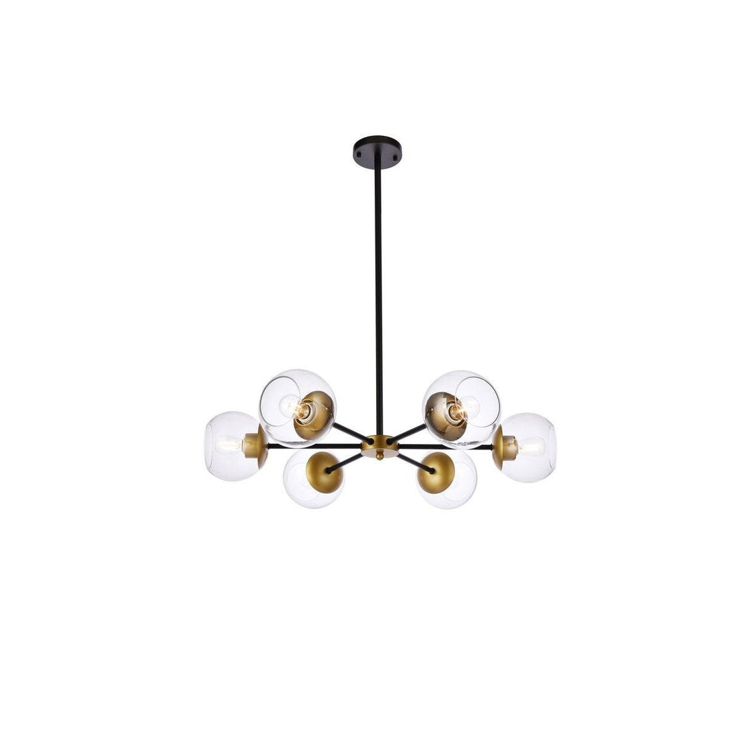 Elegant Briggs LD644D30BRK Chandelier Light - Black And Brass And Clear