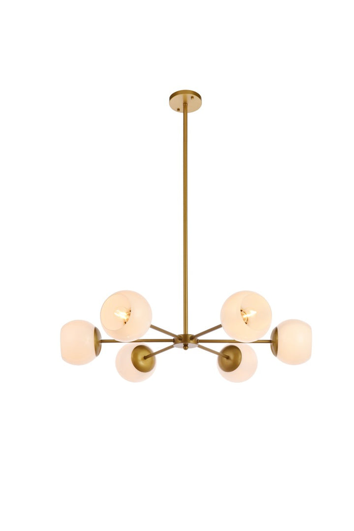 Elegant Briggs LD645D30BR Chandelier Light - Brass And White