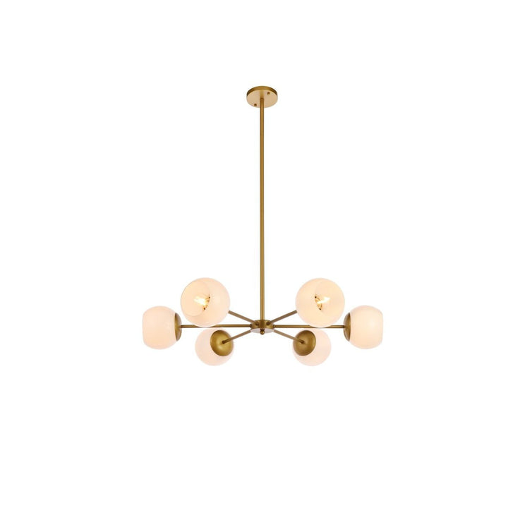 Elegant Briggs LD645D30BR Chandelier Light - Brass And White