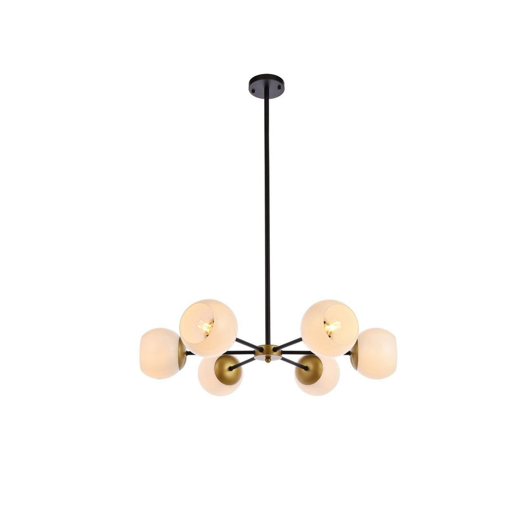 Elegant Briggs LD645D30BRK Chandelier Light - Black And Brass And White