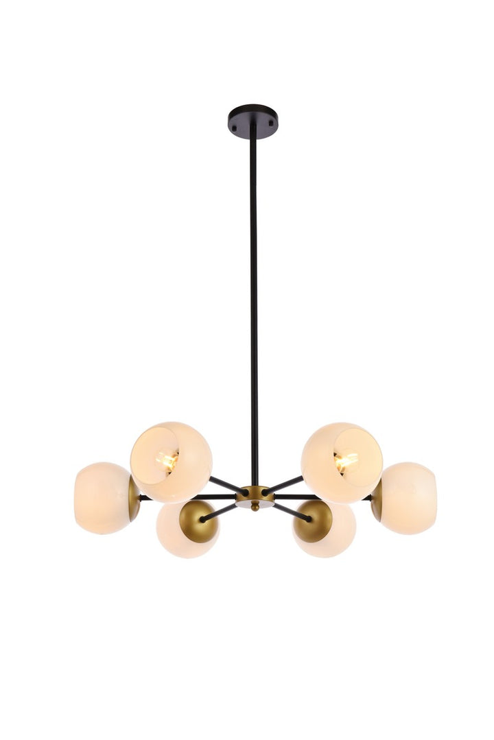 Elegant Briggs LD645D30BRK Chandelier Light - Black And Brass And White