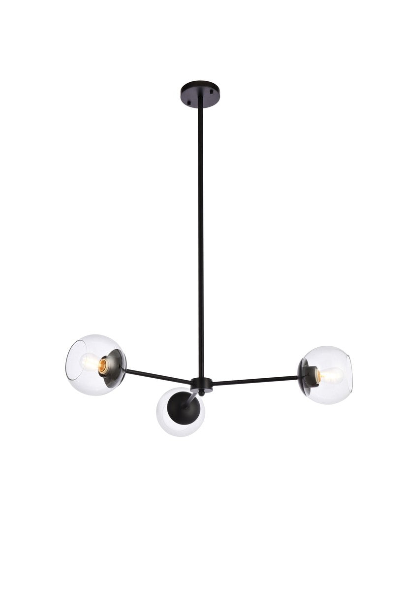 Elegant Briggs LD646D32BK Chandelier Light - Black And Clear