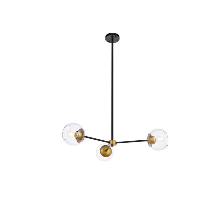 Elegant Briggs LD646D32BRK Chandelier Light - Black And Brass And Clear