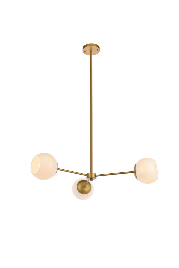 Elegant Briggs LD647D32BR Chandelier Light - Brass And White