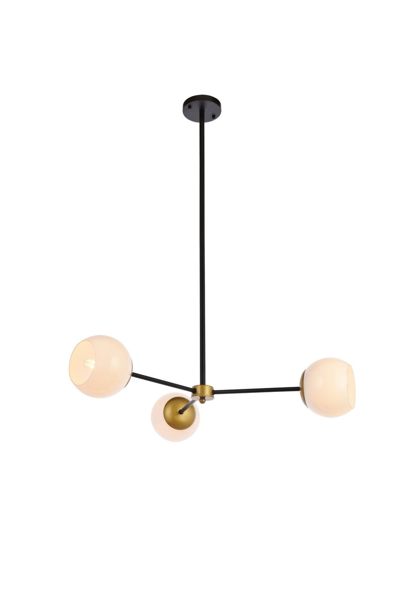 Elegant Briggs LD647D32BRK Pendant Light - Black And Brass And White