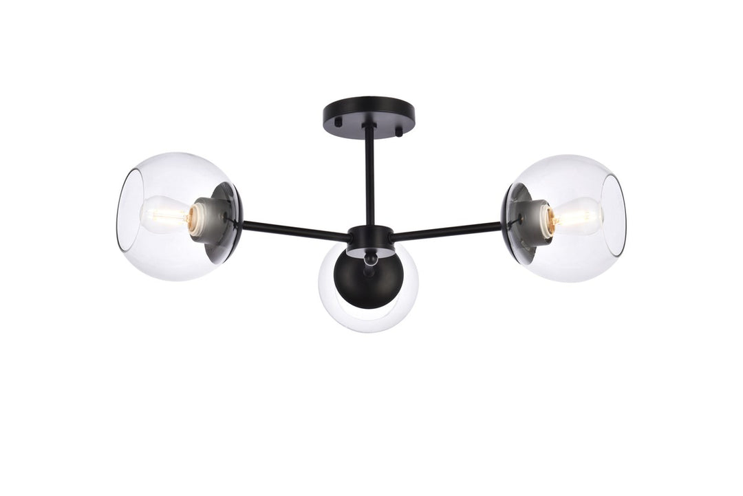 Elegant Briggs LD648F26BK Ceiling Light - Black And Clear