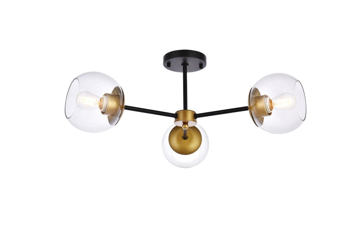 Elegant Briggs LD648F26BRK Ceiling Light - Black And Brass And Clear