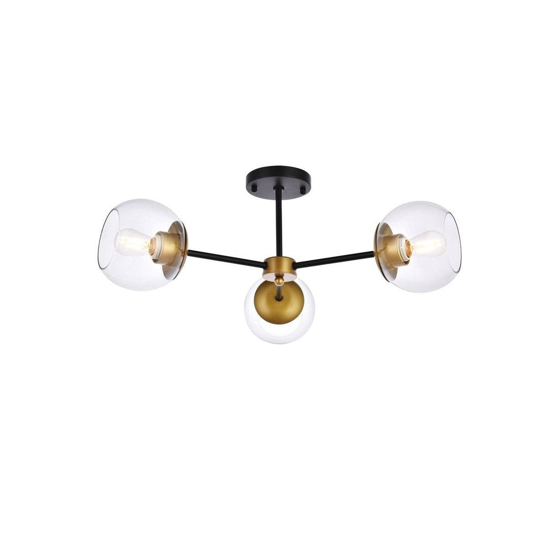 Elegant Briggs LD648F26BRK Ceiling Light - Black And Brass And Clear