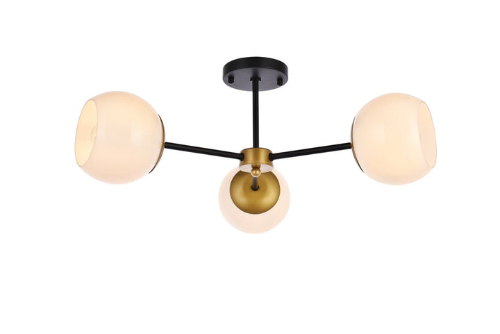 Elegant Briggs LD649F26BRK Ceiling Light - Black And Brass And White