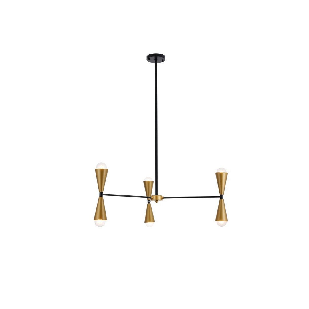 Elegant Cade LD650D34BRK Chandelier Light - Black And Brass