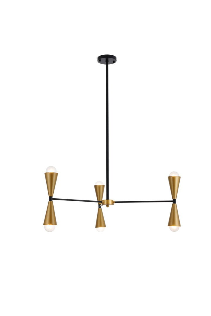 Elegant Cade LD650D34BRK Chandelier Light - Black And Brass