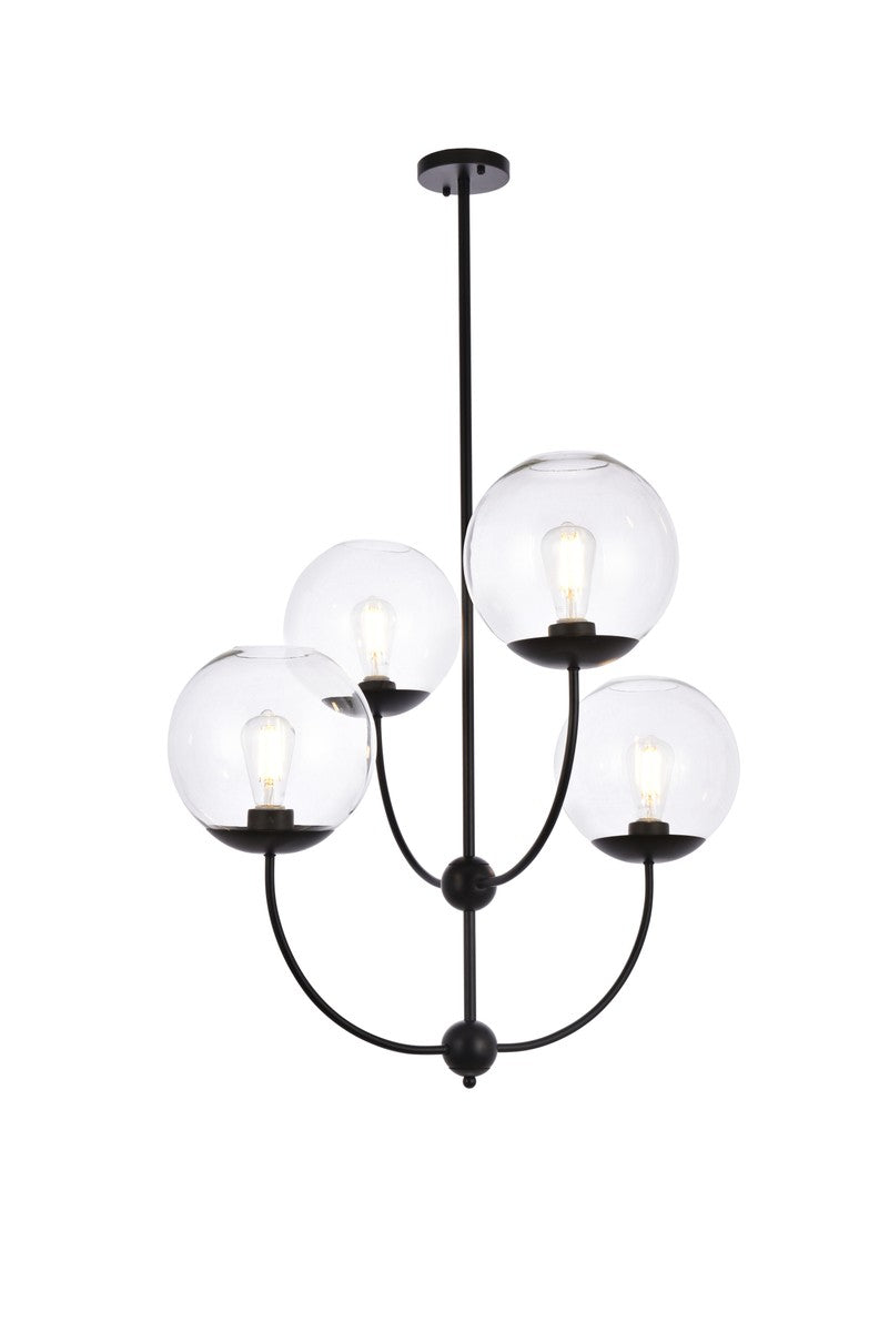 Elegant Lennon LD652D30BK Chandelier Light - Black And Clear