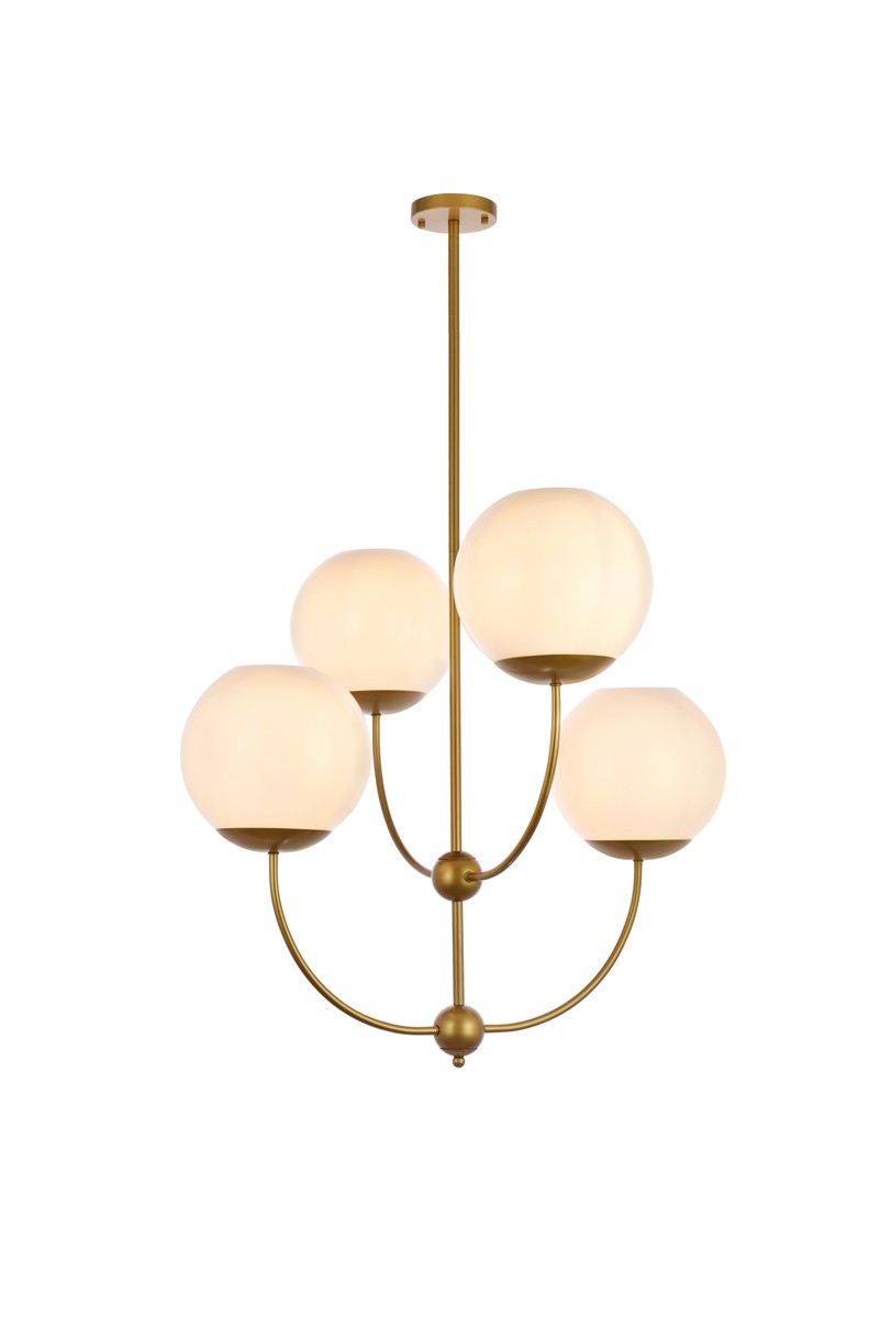 Elegant Lennon LD653D30BR Chandelier Light - Brass And White