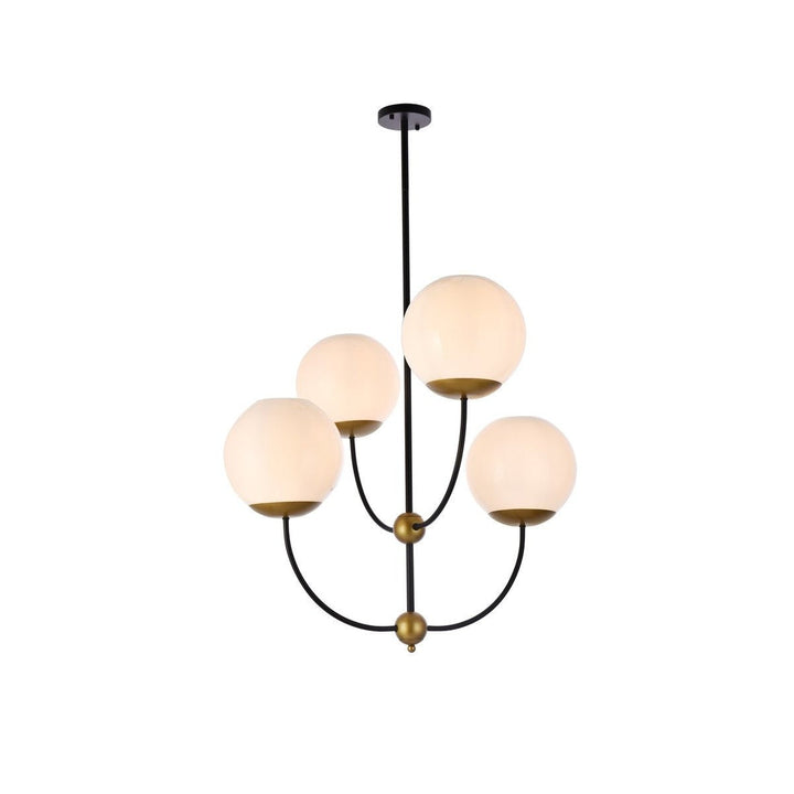 Elegant Lennon LD653D30BRK Chandelier Light - Black And Brass And White